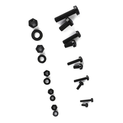 Nylon Screw Nut Washer Set M2 M2.5 M3 M4 M5 270 Piece Black Assortment Kit arranged on white background