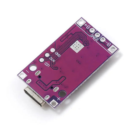 Top Shelf 2S 3S Lithium Battery Charger Module, 15W Boost With Balanced Management, USB Type C Fast Input in purple circuit board.