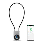 Fingerprint Cable Lock 6 Inch Long With Bluetooth App Unlock No Key Needed Biometric Keyless Padlock For Outdoor Gates