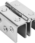 Heavy Duty Stainless Steel Glass Door Hinges Built Tough For Hassle Free Zero Impact Drilling, close-up view of hinge design.