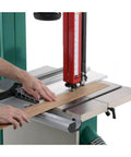 Heavy Duty Resaw Fence Upgrade For 14 Inch Bandsaws Featuring Quick Change Height Rails And Removable Alignment Blocks, cutting wood.