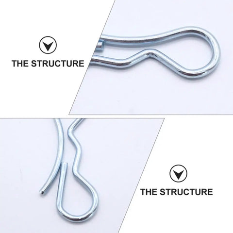 Rock Solid 5 Piece Alloy Steel Cotter Pins structure detail showing curved design and locking mechanism for secure fit.
