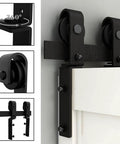 72 Inch Bi Fold Barn Door Hardware Track Kit For Four Doors Heavy Duty Sturdy J Shape System shown in close-up with rollers