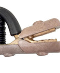 Close-up of 900 A 316 Electrode Holder High Tong Type showing brass clamp and ergonomic handle design