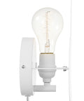 Floating Cloud Plug In Wall Sconce In Matte White With 6ft Clear Cord, 1 Light Ambient Bedroom Lighting, Inline On Off Rocker Switch, Bulb Not Included, Easy Mounted Bedside Lamp For Cozy Nighttime Vibe showing side view with bulb holder.