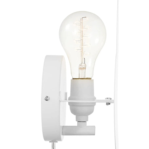 Floating Cloud Plug In Wall Sconce In Matte White With 6ft Clear Cord, 1 Light Ambient Bedroom Lighting, Inline On Off Rocker Switch, Bulb Not Included, Easy Mounted Bedside Lamp For Cozy Nighttime Vibe showing side view with bulb holder.