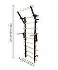 Home Gym Pull Up Ladder Stall Bar With Stable Wall Mount Frame And Wood Rungs For Climbing And Mobility Training, dimensions 220x80 cm