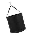 Beefed Up Heavy Duty Canvas Tool Tote Bag With Reinforced Bottom And Multiple Pockets For Contractor Gear Transport Round black canvas tool bucket with shoulder strap and hook