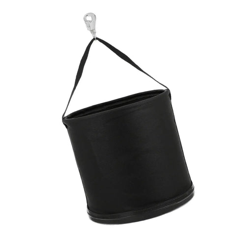 Beefed Up Heavy Duty Canvas Tool Tote Bag With Reinforced Bottom And Multiple Pockets For Contractor Gear Transport Round black canvas tool bucket with shoulder strap and hook