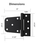 Diagram showing dimensions of Heavy Duty Gate Hinges 4 Pack 3.5 Inch Black T Strap Hinges For Wooden Gates And Fences Outdoor.