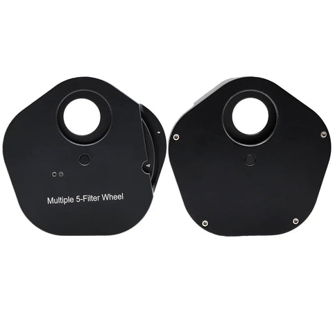 Five Position One Point Two Five Inch Filter Wheel For Telescope With Manual Drawer And Rotation Lock Ring front view