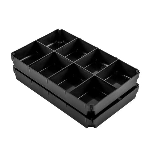 TracPak Tray 1x3 Half Depth 2-Pack For Stackable Storage Boxes, Floating Tray System with 3-Compartment Inserts