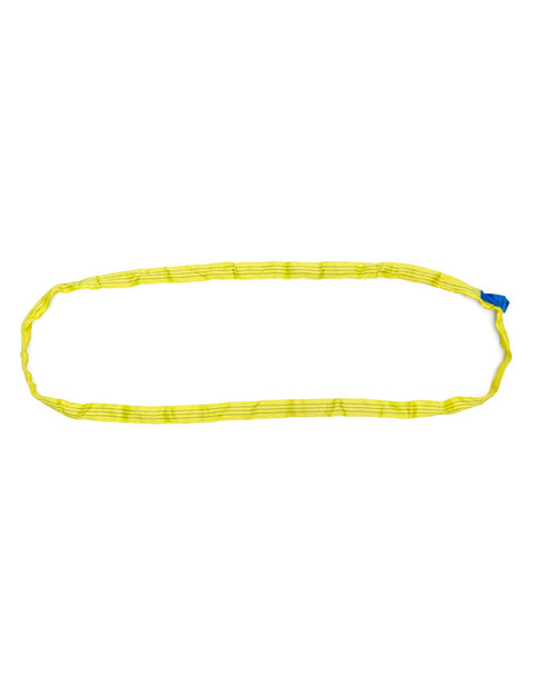 Endless Round Sling Set For Rigging And Towing, Beefy Yet Flexible Heavy Duty Polyester Lifting Slings, 6 Foot Length, 3 Ton Capacity 6600 Lb Each, Pack Of 2, Soft Touchpoints For Safer Handling shown in yellow.