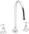 Commander Gooseneck 8 Inch Widespread Lavatory Faucet With Lever Handles, Lead-Free Brass, Polished Chrome Finish, 0.5 Gpm Low Flow