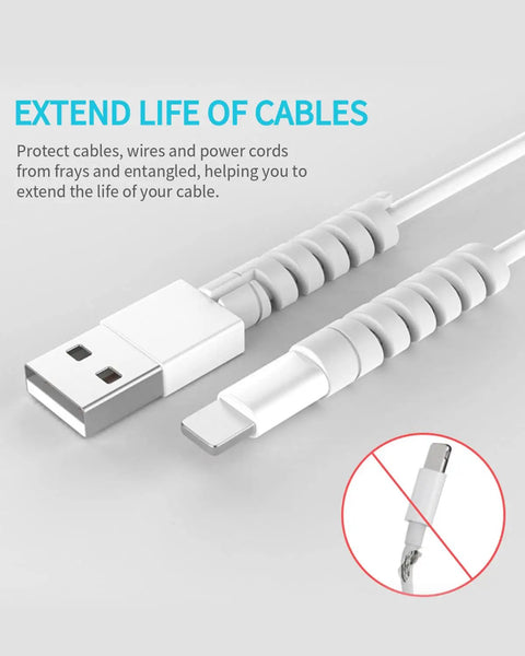 Silicone Cable Protectors 12 Pack For Phone Tablet Laptop And Charger Cables Durable Saver End Caps That Prevent Fraying Extend Cable Life Easy Snap On Headphones USB Cables Grey shown on cables