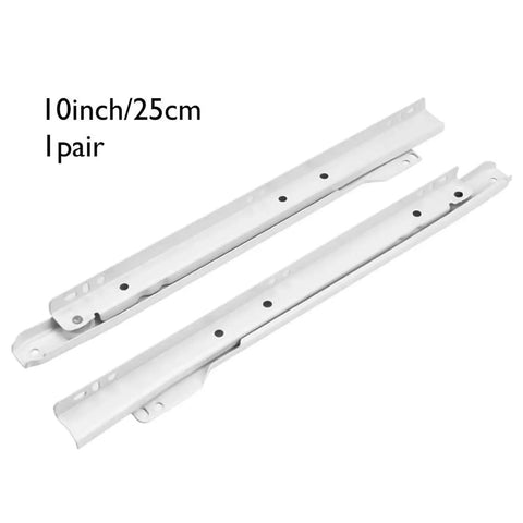 Beefy Heavy Duty Keyboard Roller Slides for Cabinets and Desks with Full Extension Ball Bearing Rails, visible 10 inch steel pair