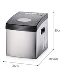 Sleek Portable Countertop Ice Maker Machine Runs Super Quiet Generating Crisp Square Ice Cubes Fast Includes Durable Scoop viewed from the side.