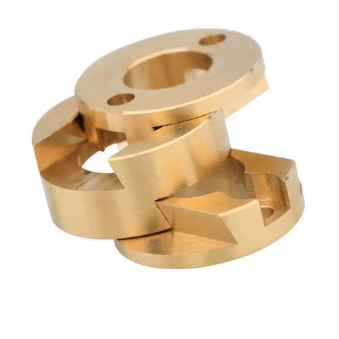 Upgrade Your 3D Printer With Oldham Couplings That Lock Tight To T8 Screw Z-Axis Motors And Make Prints Way Smoother While Drastically Cutting Down Vibration For Better Detail On Ender 3 And VzBoT BLV Machines. Brass Oldham coupling for T8 lead screw Z-axis motor, 2-piece connector