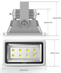 Dimensions and back view of 400W LED Flood Light Outdoor Beast Bright Daylight 6000K, 40000LM, 120 Degree Beam, IP66 Waterproof, Plug N Play, 85-285V AC, Stadium Field Arena Lighting For Outdoor Sports And Large Areas