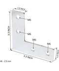 Detailed view of L corner bracket with dimensions for Ten Piece 1 Inch By 1 Inch L Corner Bracket Set for 1010 T Slot Aluminum Extrusions