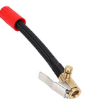 Heavy Duty Tire Inflator Extension 16cm Hose Quick Connect Air Chuck Flexible Adapter For Cars Motorcycles Evs Bikes Reaches Stems Behind Spokes With No Sweat Setup And Easy Peasy Connection For Perfect Pressure When You Need It And Get Work Done Fast. 16cm black hose with brass air chuck and red cap