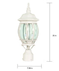 Three Light Outdoor Post Lantern With Clear Beveled Glass Panels In White Finish 21 Inch Tall Traditional Post Mount Lighting