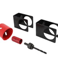 Top Tier Door Entry Lock Installation Kit With Precision Guide Template And Hole Saw Tools Fits 1 3/8 To 1 3/4 Inch Wood Doors For Mess Free Cutouts Every Time, red hole saws and black guide templates