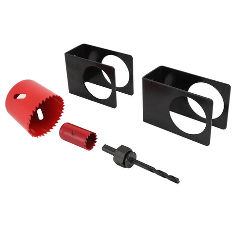 Top Tier Door Entry Lock Installation Kit With Precision Guide Template And Hole Saw Tools Fits 1 3/8 To 1 3/4 Inch Wood Doors For Mess Free Cutouts Every Time, red hole saws and black guide templates