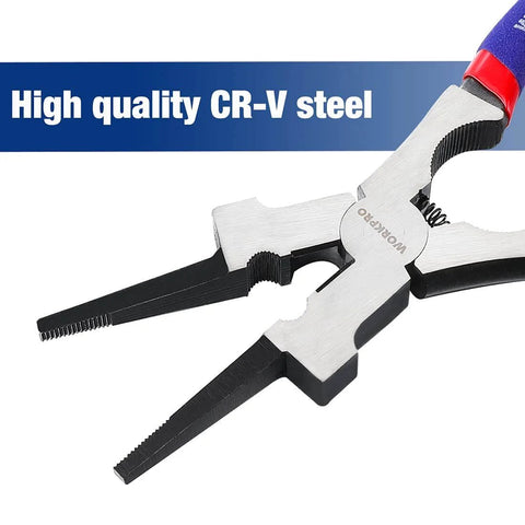 Eight Inch Welding Pliers With CR-V Steel Construction, Spring Loaded Non Slip Grips, Multi Function Tool For Cutting Wires And Removing Or Installing Nozzles