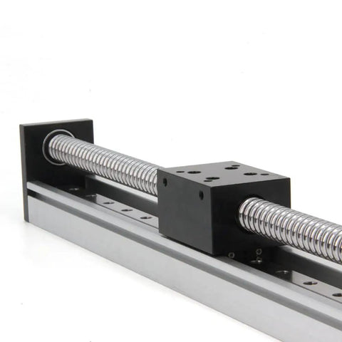 350mm Travel Linear Rail Guide Kit With Square Rails And SFU1605 Ballscrew close-up view of rail and screw assembly