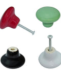 12Pk Straight Up Stunning Premium Ceramic Mushroom Drawer Knobs Retro Colorful Dresser Handles Smooth Finish Built Tough Kitchen Cabinet Vintage hardware collection featuring four colorful knobs.