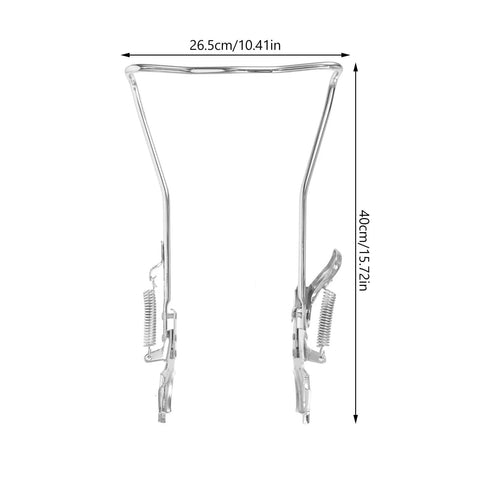 Adjustable Dual Leg Bike Kickstand With Non Slip Feet showing dimensions and universal metal design for indoor and outdoor parking