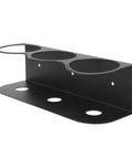 Heavy Duty Wall Mount Spray Bottle Holder Carbon Steel Paint Can Dispenser Rack With Powder Coated Finish For Garage Workshop, side view of three bottle holder.