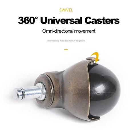 Heavy Duty Antique Ball Casters Deliver Hella Smooth Swivel Operation With Classic Brass Look built from steel with black ball for easy glide.