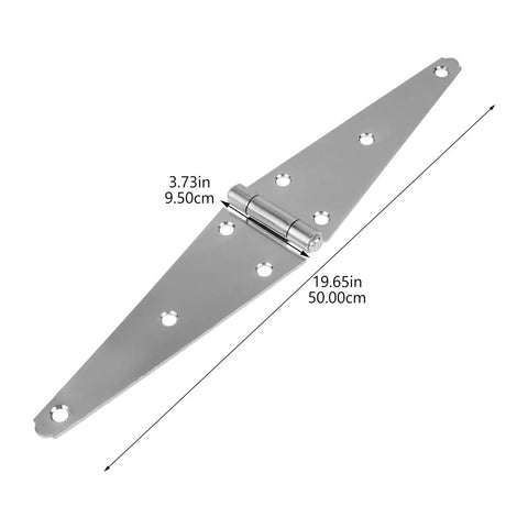 Heavy Duty Strap Hinge Pair For Wooden Doors And Rustic Barns Or Outdoor Sheds Slick Black Farm Gate Hardware Built Tough Rugged Steel Replacement Kit With No Sweat Install Guaranteed To Outlast Worn Out Ones, showing dimensions.