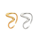 Irregular Curved Open Rings In Gold And Silver Stainless Steel Adjustable V Shape Band Jewelry For Women Trendy Minimalist