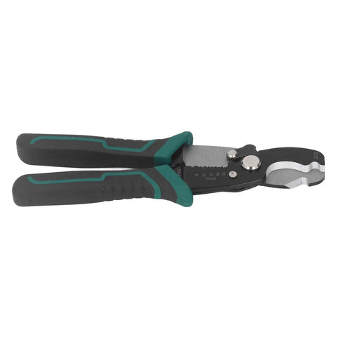 All In One Wire Stripper And Crimping Pliers 8 Inch High Carbon Steel Tool For Electricians And Home Wiring Strips Cuts And Crimps Pro Grade Durable Cable Repair, black and green handle