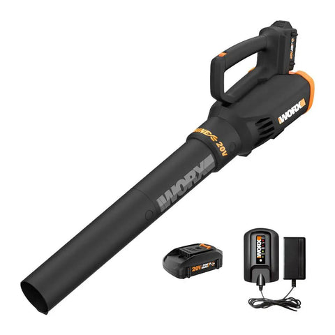 Cordless Leaf Blower With Turbine Fan Delivers 360 CFM For Quick Cleanup, Two Speed Control, Battery And Charger Included