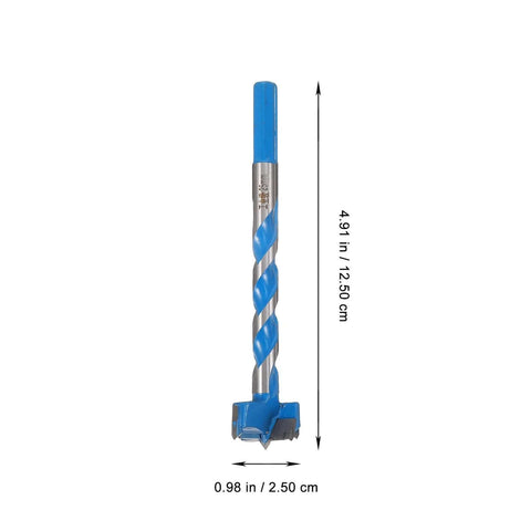 Front view of BEBEMOKO 25x125mm hard alloy wood drill bit with extended thread and blue coating