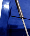 Close-up of Pro II Series 54 Inch 10 Drawer Roller Cabinet In Blue With Heavy Duty Ball Bearing Slides and UV Protected Powder Coat Finish
