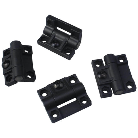4 Pack Black Plastic Adjustable Position Control Hinges For Wood Doors With Countersunk Holes Durable Torque Hinge Hardware