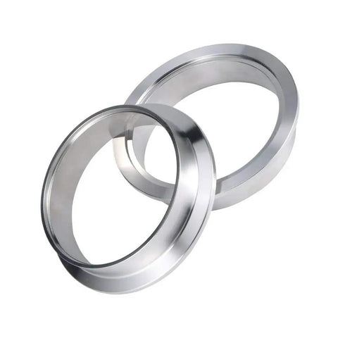 Two CNC stainless steel flanges from Beefy 3 Inch Stainless Steel Exhaust V Band Clamp Kit With Male And Female Flanges For Downpipes