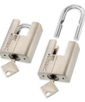 Keyed Alike Heavy Duty Padlocks 2 Pack With Stainless Steel Shackle Waterproof And Rustproof 6 Keys Included For Warehouses Garages And Outdoor Storage Security, two locks and keys