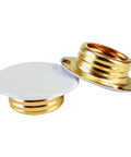 Slick Copper Fire Sprinkler Covers Decorative Escutcheon Caps Heavy Duty Head Protector Plates shown in white and gold finish.