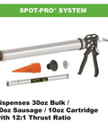 Spot Pro System Bulk Dispenser With Extension Nozzle For Sealing Exposed Metal Roofing And Siding Fasteners, 30 Oz Complete Kit