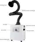Moveable Welding Fume Extractor For Desktop Use Dual Port Smoke Remover 3 Stage Purifier Filtration Soldering Dust Cleanup 99.97 Percent Purification 200W Max Power with labeled parts
