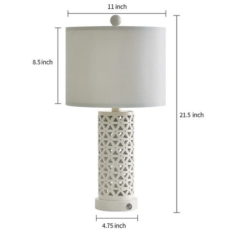 3-Way Dimmable Touch Control Dope Rustic Table Lamp Set Of 2 Vintage Farmhouse 21.25 Inch Tall Bedside Lamps With White Shade And USB Charging 2 Bulbs Included Perfect For Living Room Bedroom Nightstand Home Office