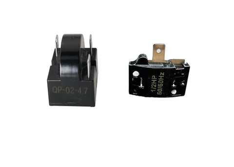 PTC Start Relay And 0.5HP Overload Protector Kit For Refrigerator Freezer And Wine Cooler Replacement Parts 4.7 Ohm 3 Pin 110V 120V Twin Pack