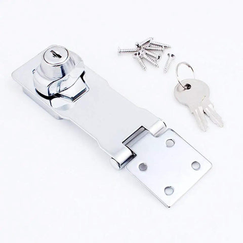 Keyed Hasp Lock With Twist Knob For Cabinets Chrome Plated Door Clasp With Screws Durable Die Cast And Steel Construction Easy