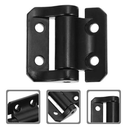 SOLUSTRE metal cabinet door hinge, front view, black finish with mounting holes